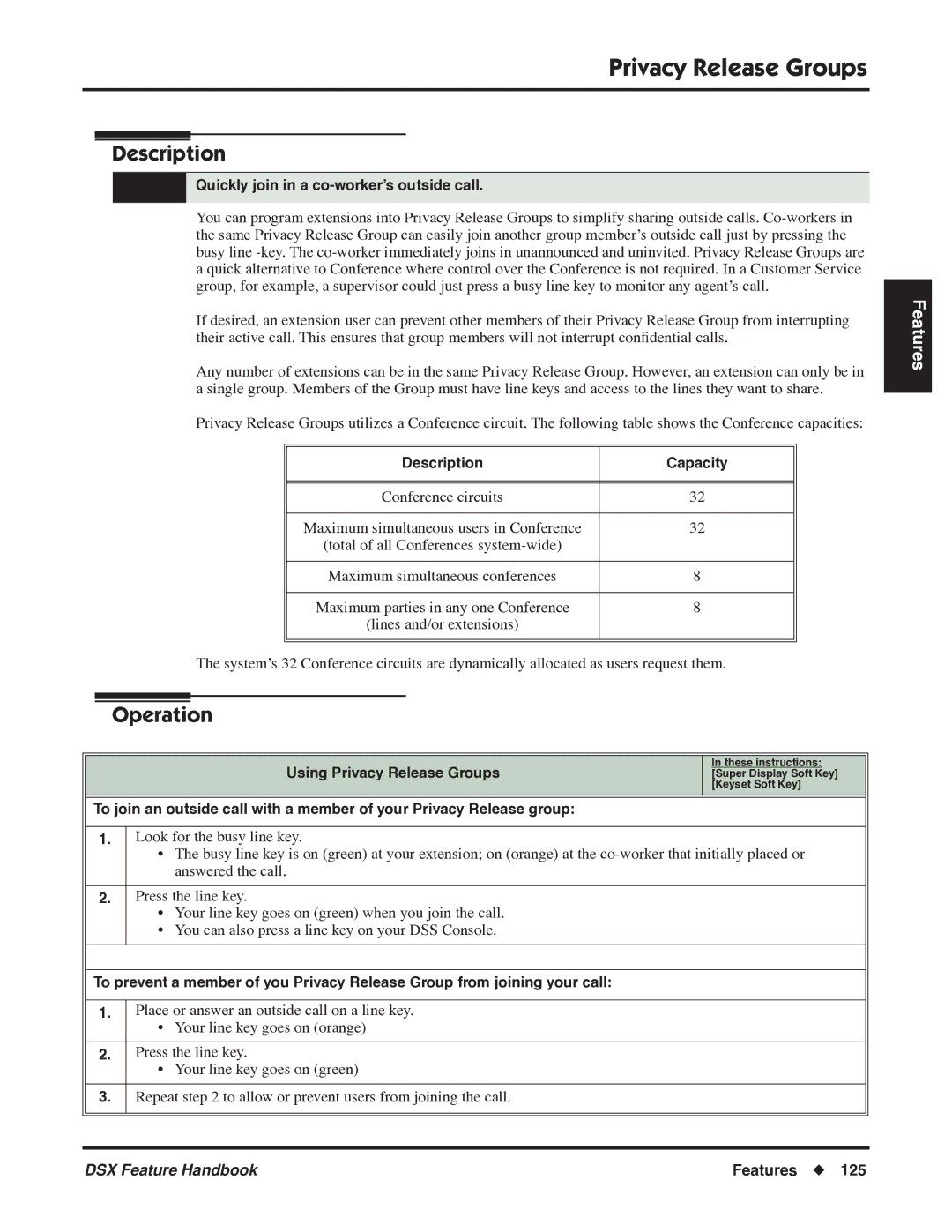 NEC 1093099 manual Quickly join in a co-worker’s outside call, Using Privacy Release Groups 