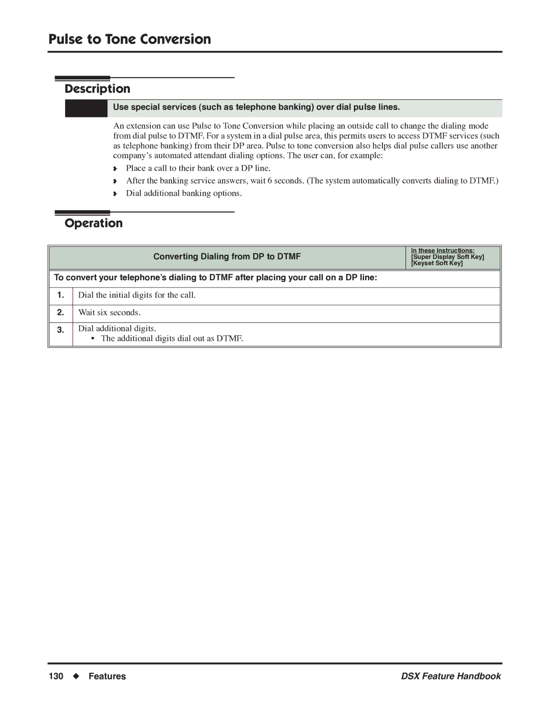 NEC 1093099 manual Pulse to Tone Conversion, Converting Dialing from DP to Dtmf 