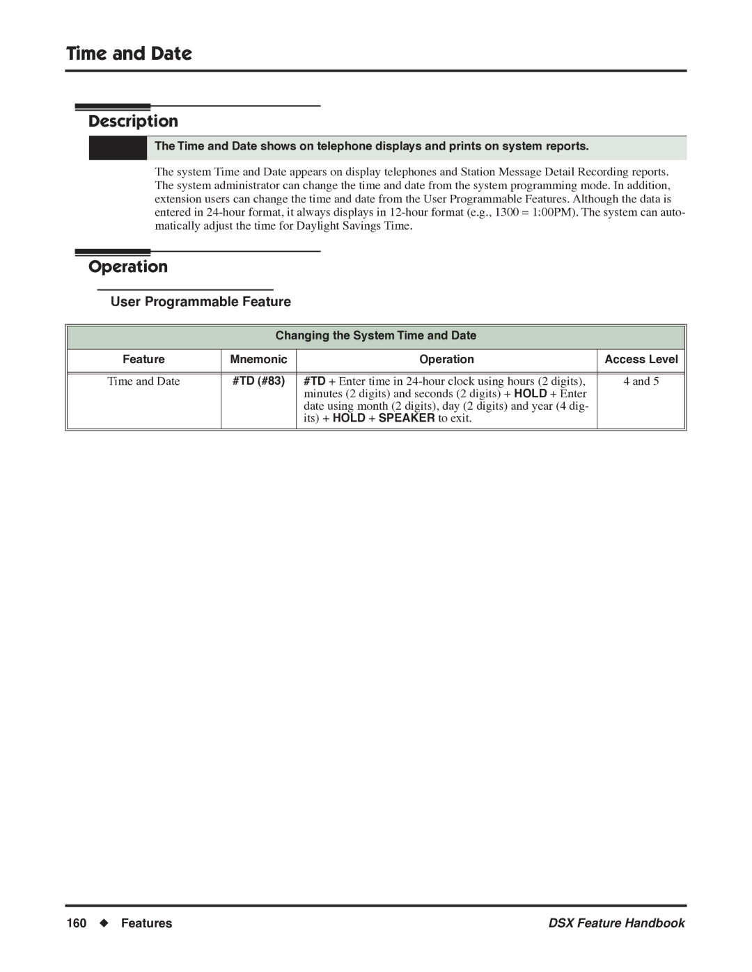 NEC 1093099 manual Time and Date, #TD #83 