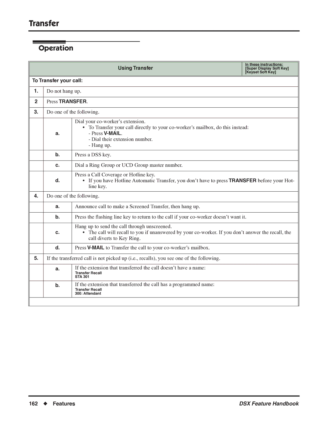 NEC 1093099 manual Using Transfer, Press Transfer 