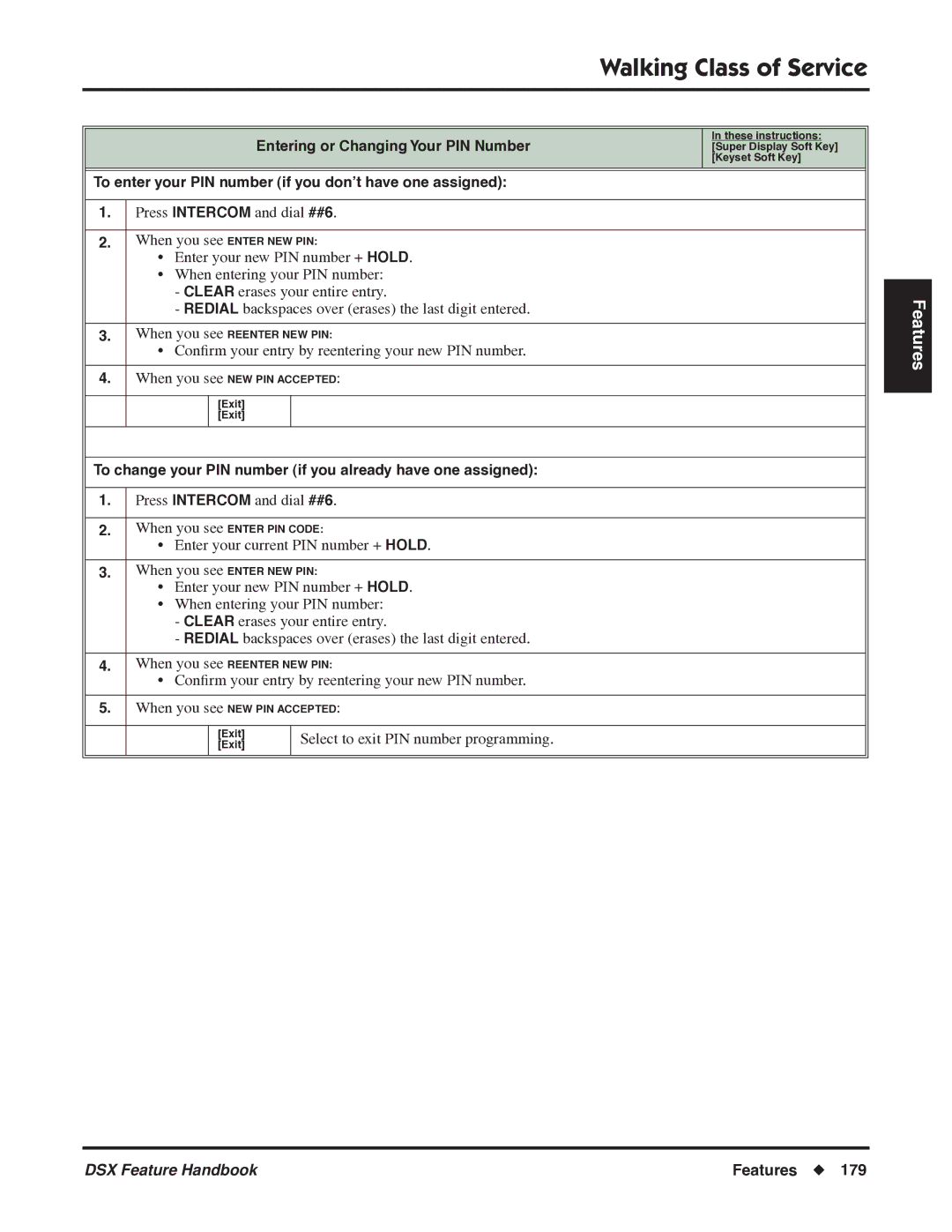 NEC 1093099 manual Walking Class of Service 