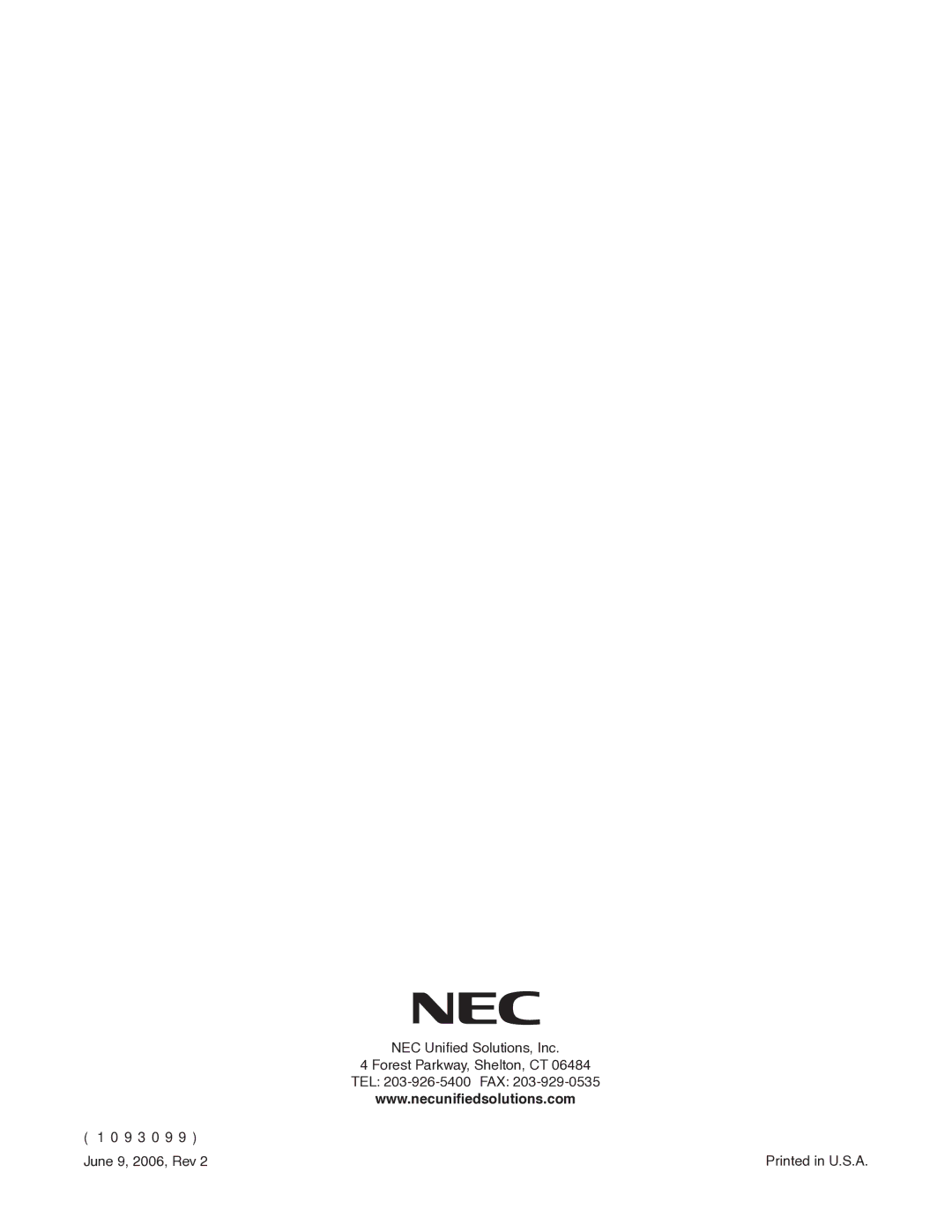 NEC 1093099 manual 