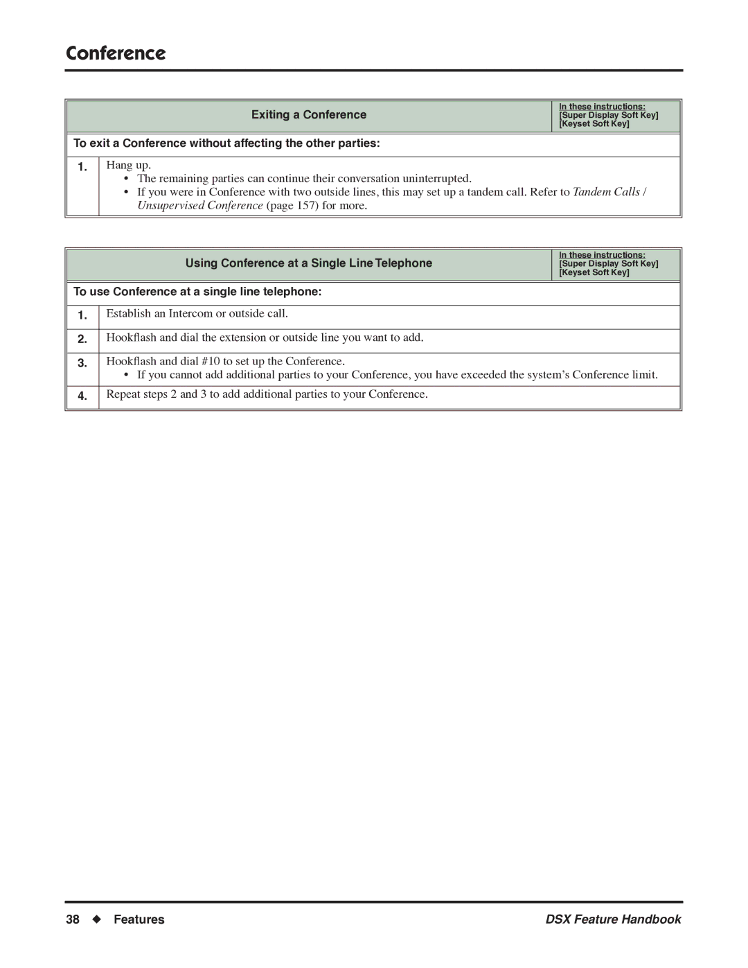 NEC 1093099 manual Exiting a Conference, To exit a Conference without affecting the other parties 