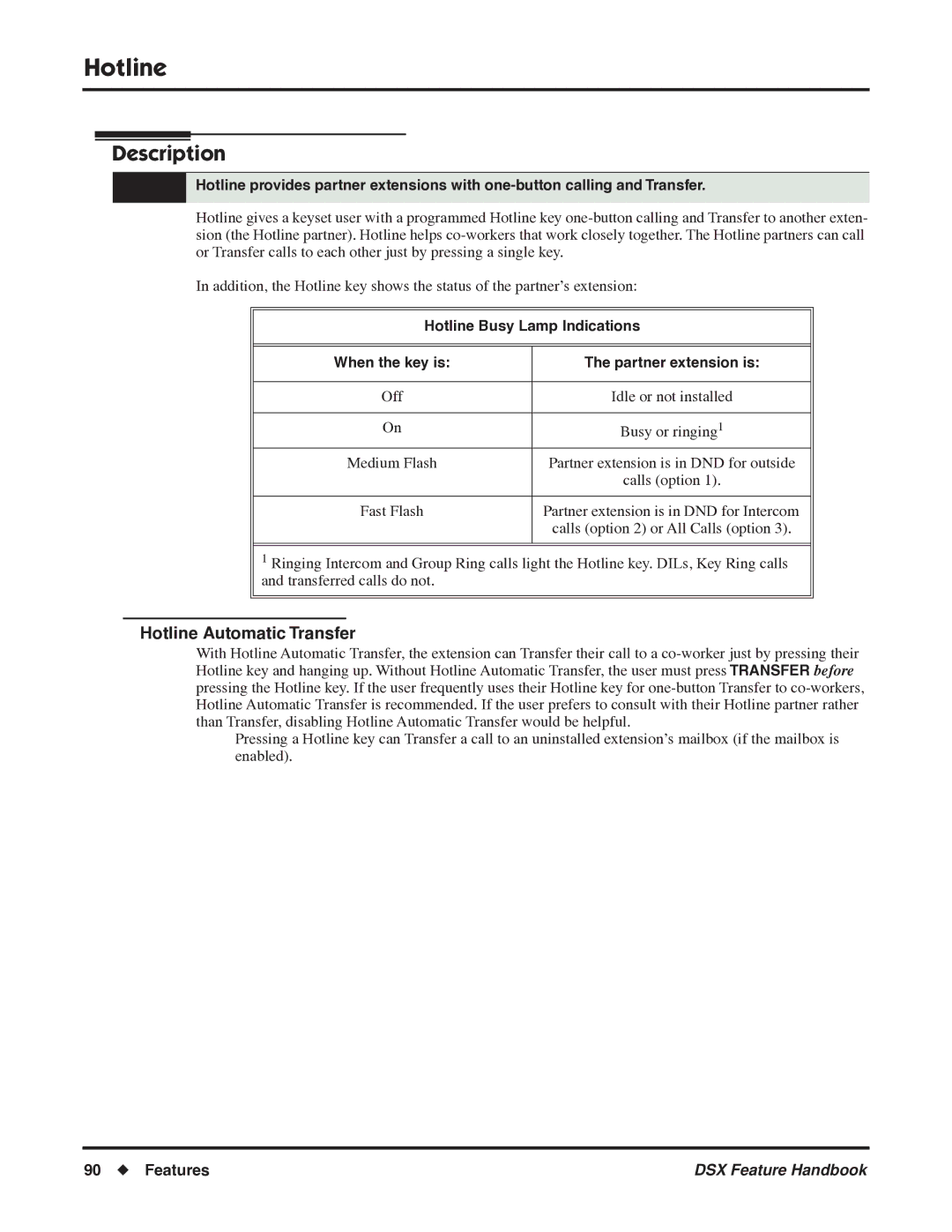 NEC 1093099 manual Hotline Automatic Transfer 