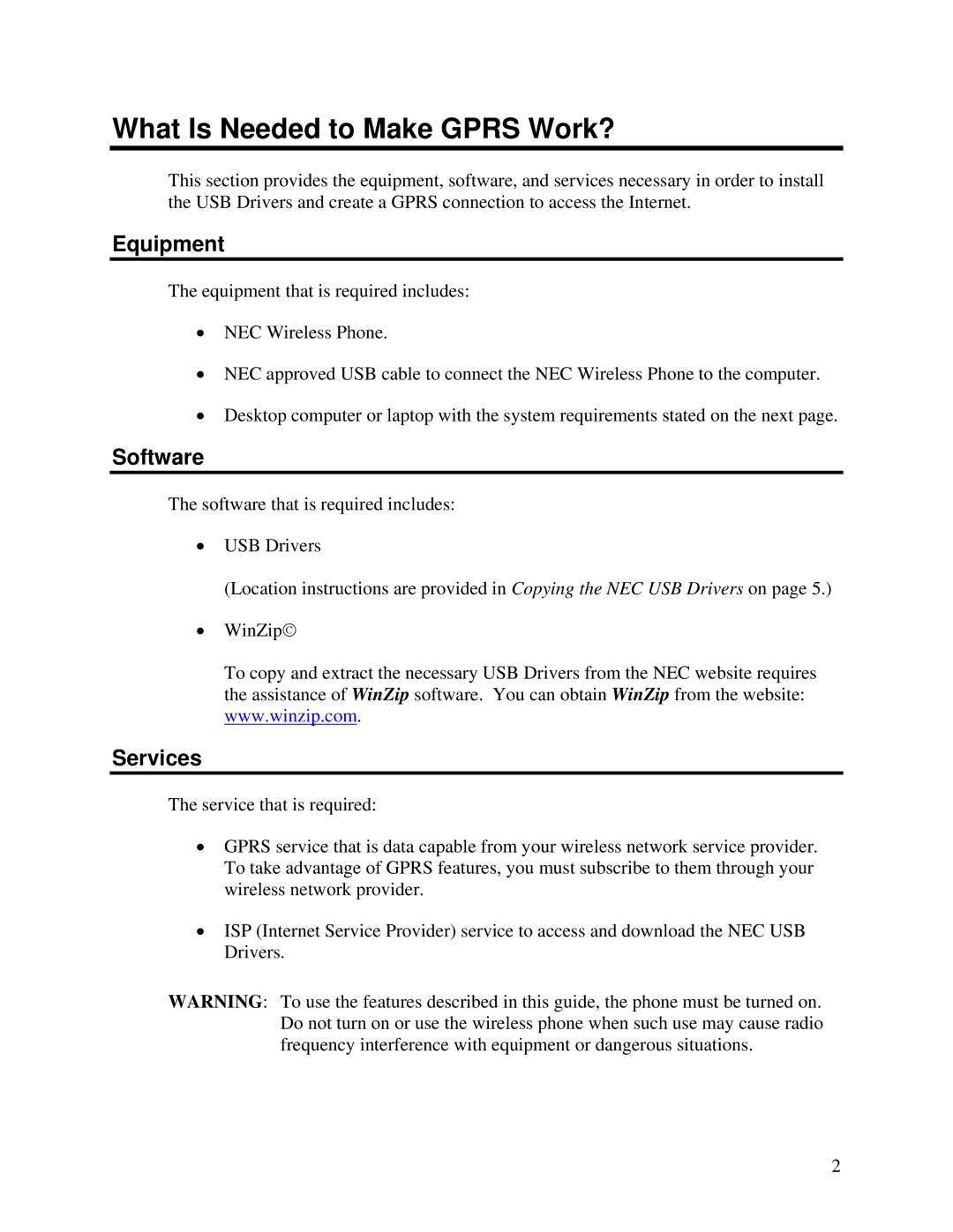 NEC 1.1 manual What Is Needed to Make Gprs Work?, Equipment, Software, Services 