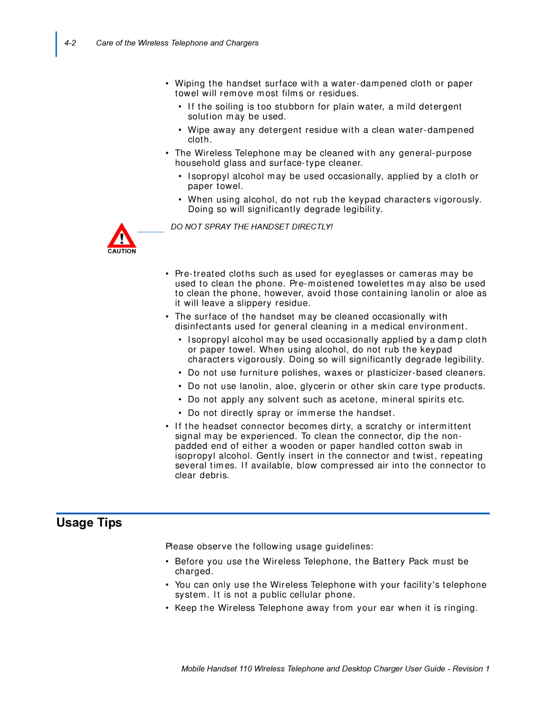 NEC 110 manual Usage Tips 