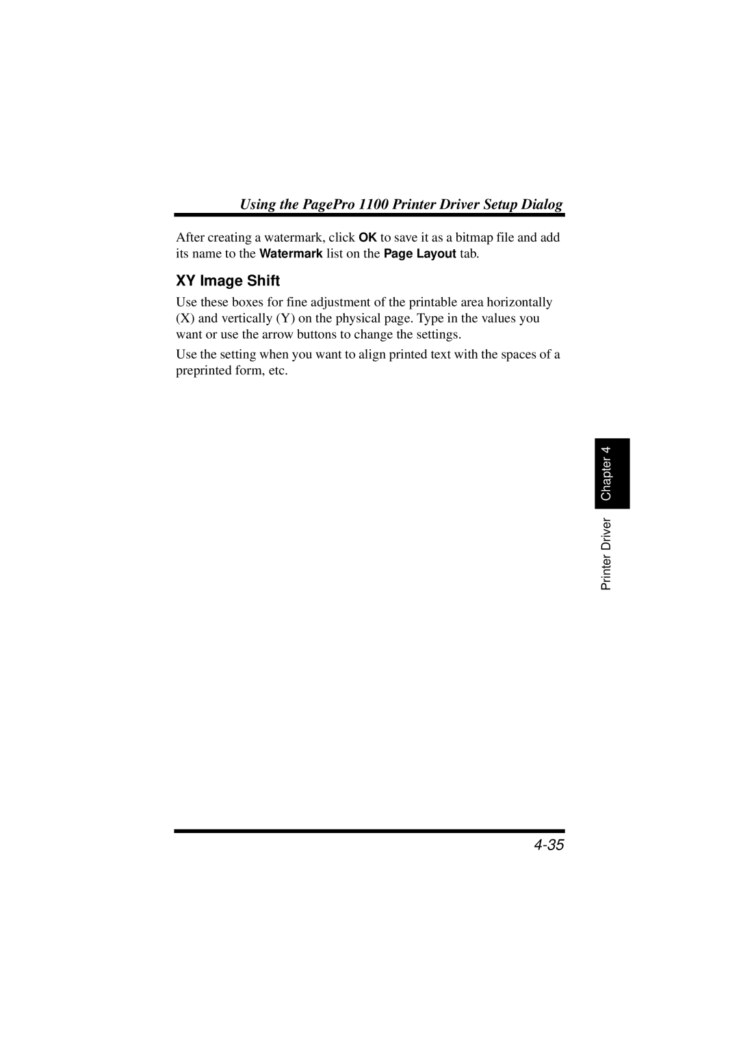 NEC 1100 user manual XY Image Shift 