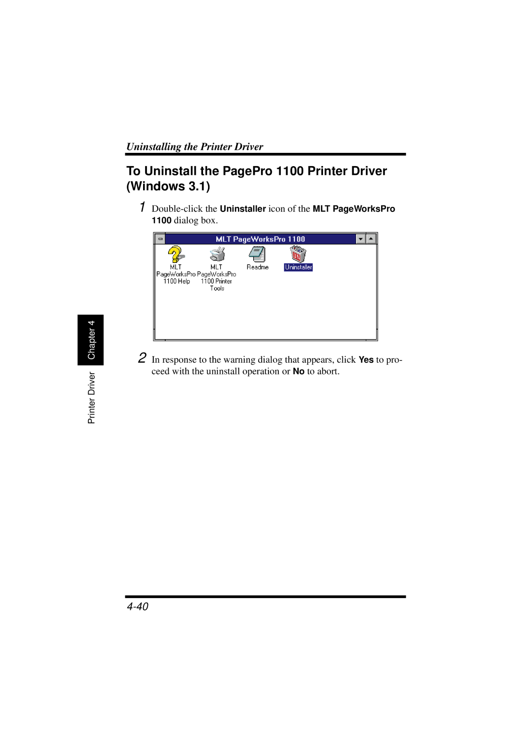 NEC user manual To Uninstall the PagePro 1100 Printer Driver Windows 