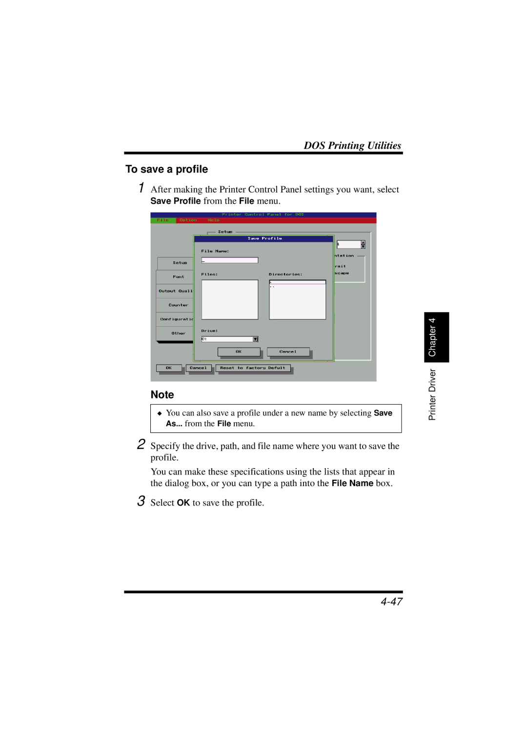 NEC 1100 user manual To save a profile, Save Profile from the File menu 