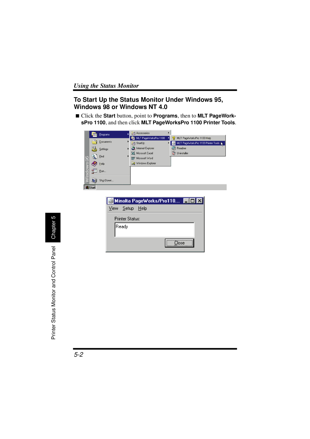 NEC 1100 user manual Using the Status Monitor 