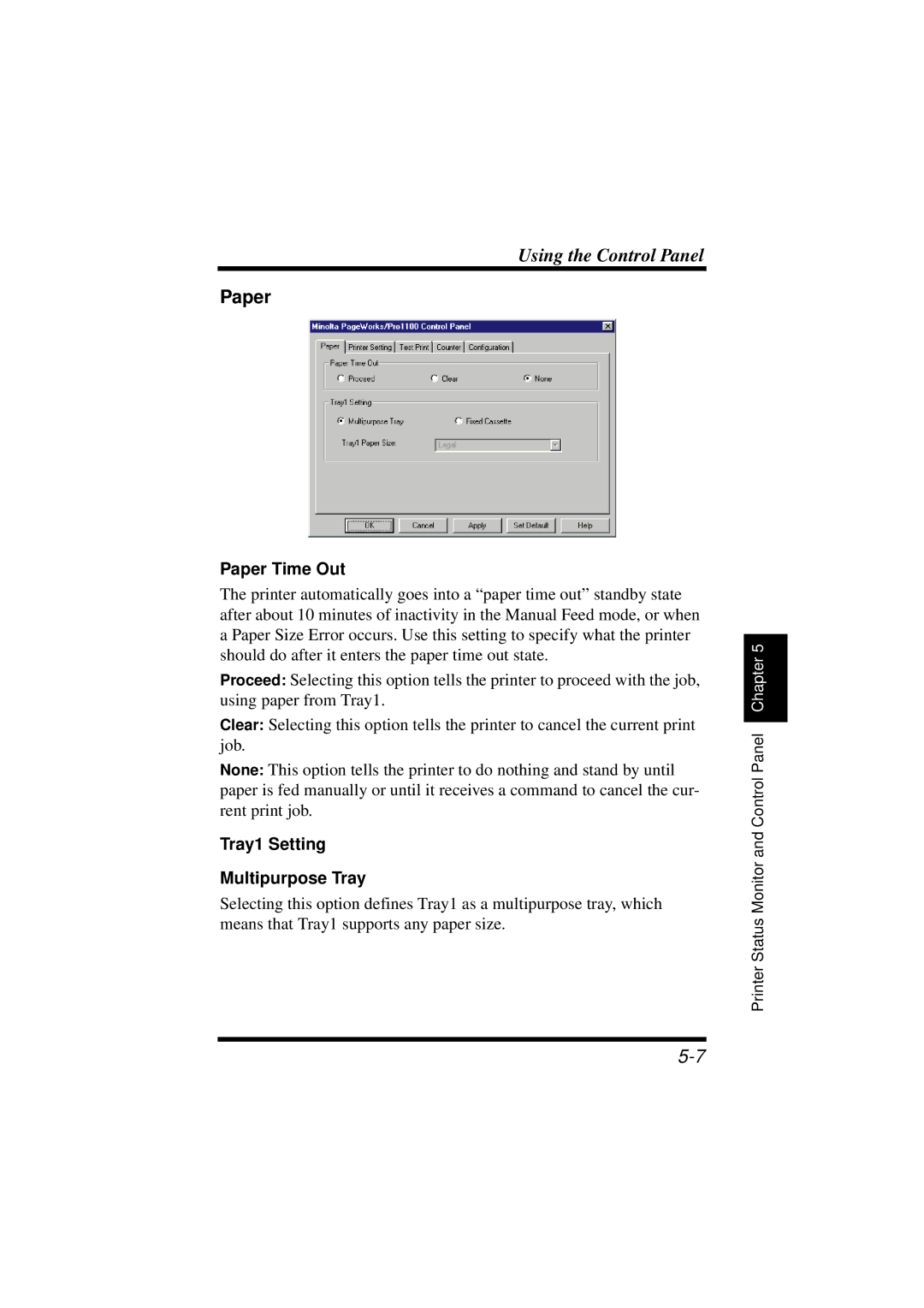 NEC 1100 user manual Paper, Tray1 Setting Multipurpose Tray 