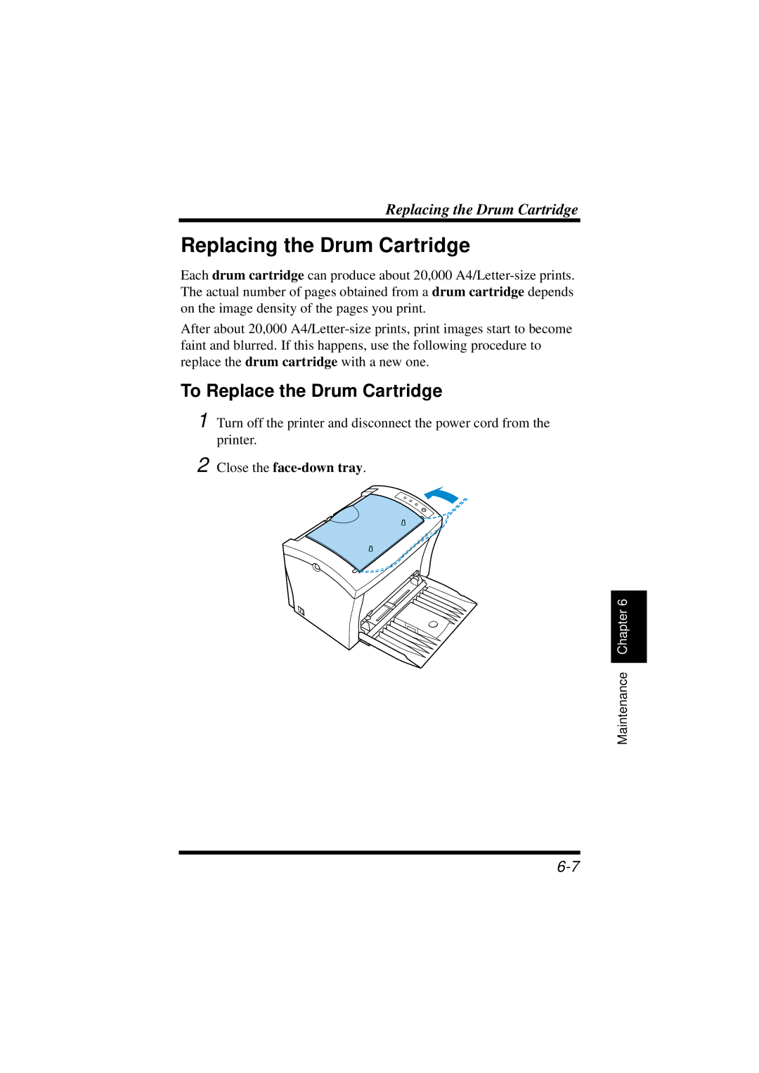 NEC 1100 user manual Replacing the Drum Cartridge, To Replace the Drum Cartridge 