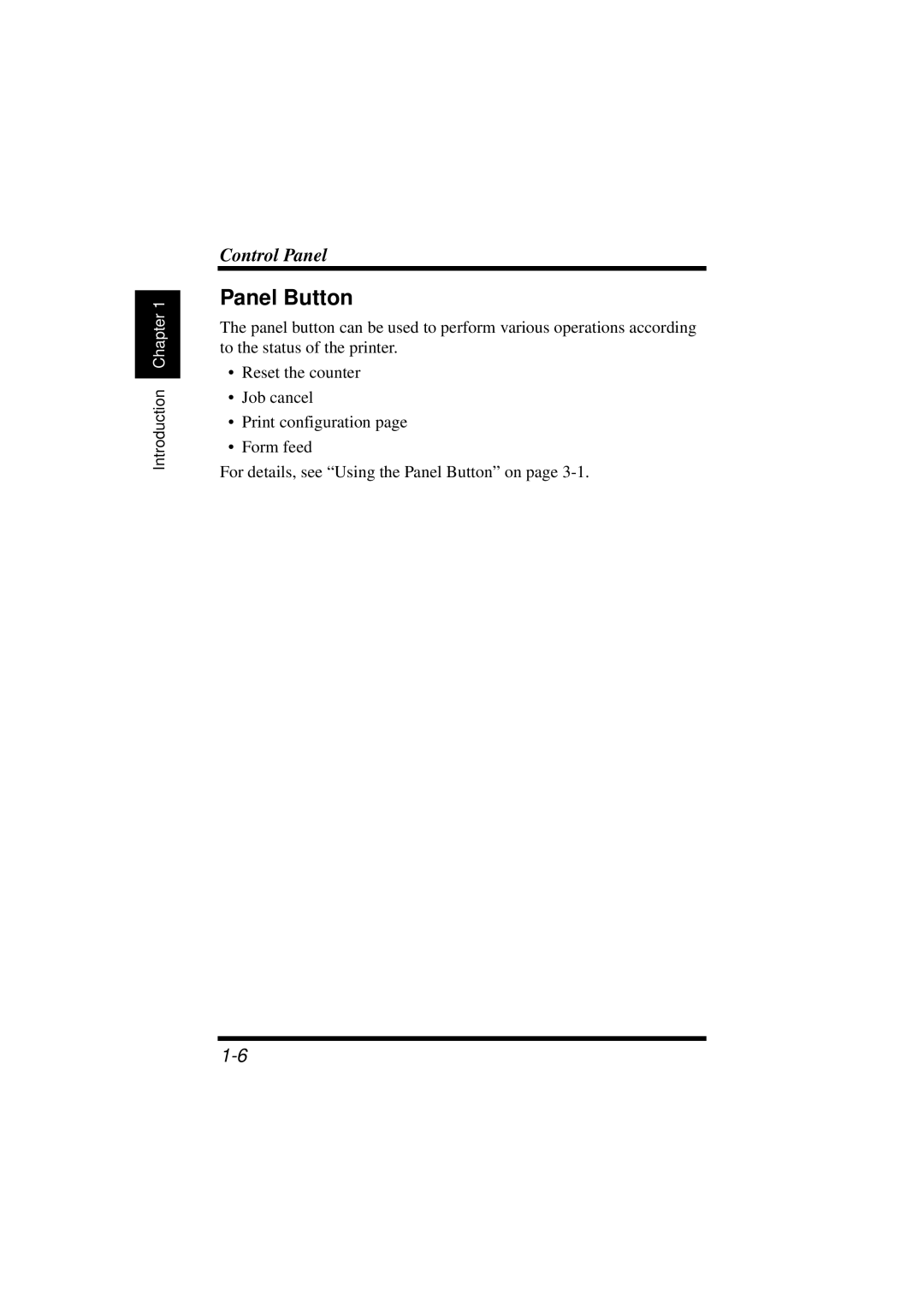 NEC 1100 user manual Panel Button 