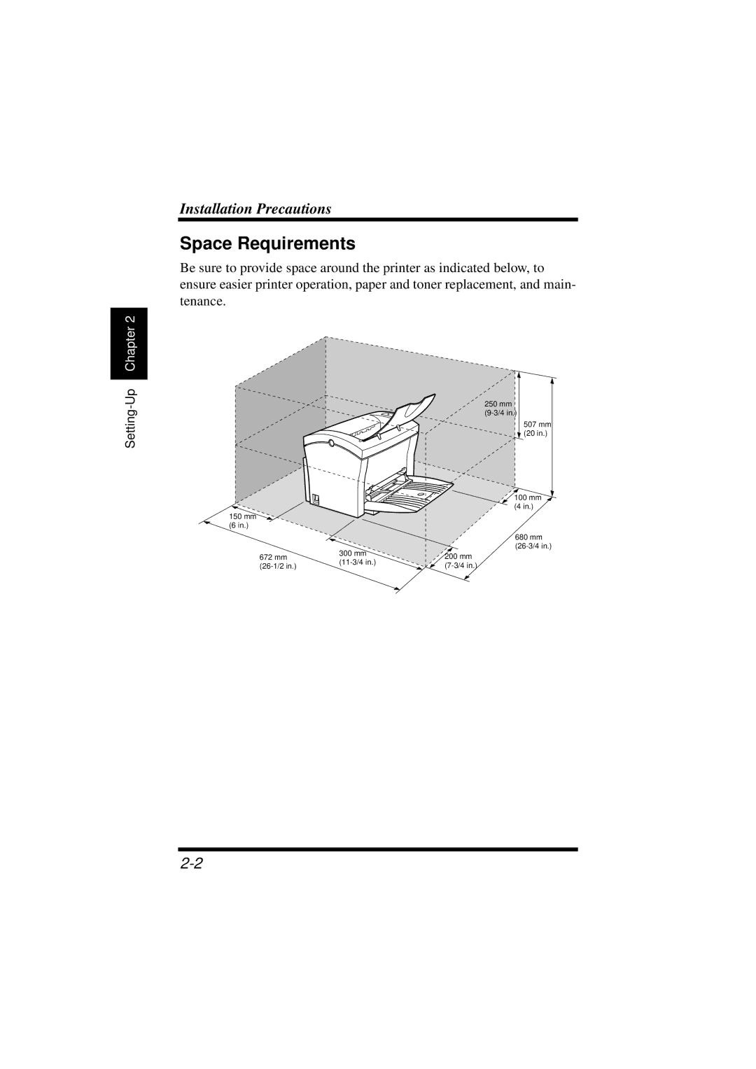 NEC 1100 user manual Space Requirements 