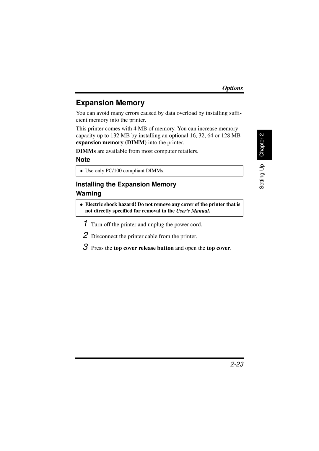 NEC 1100 user manual Installing the Expansion Memory 