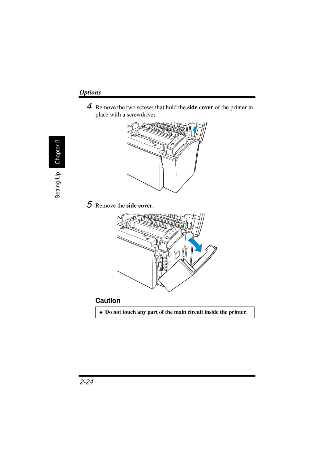 NEC 1100 user manual Remove the side cover 