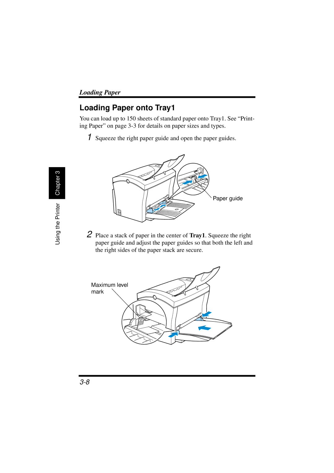 NEC 1100 user manual Loading Paper onto Tray1 