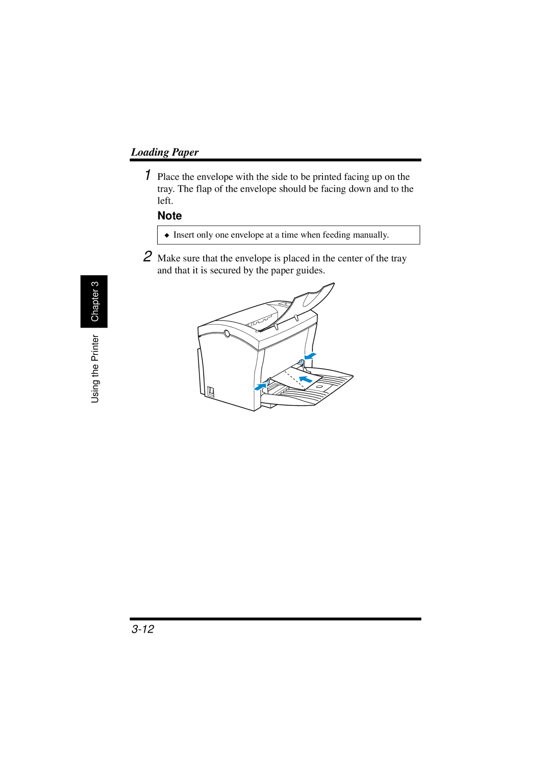 NEC 1100 user manual Insert only one envelope at a time when feeding manually 