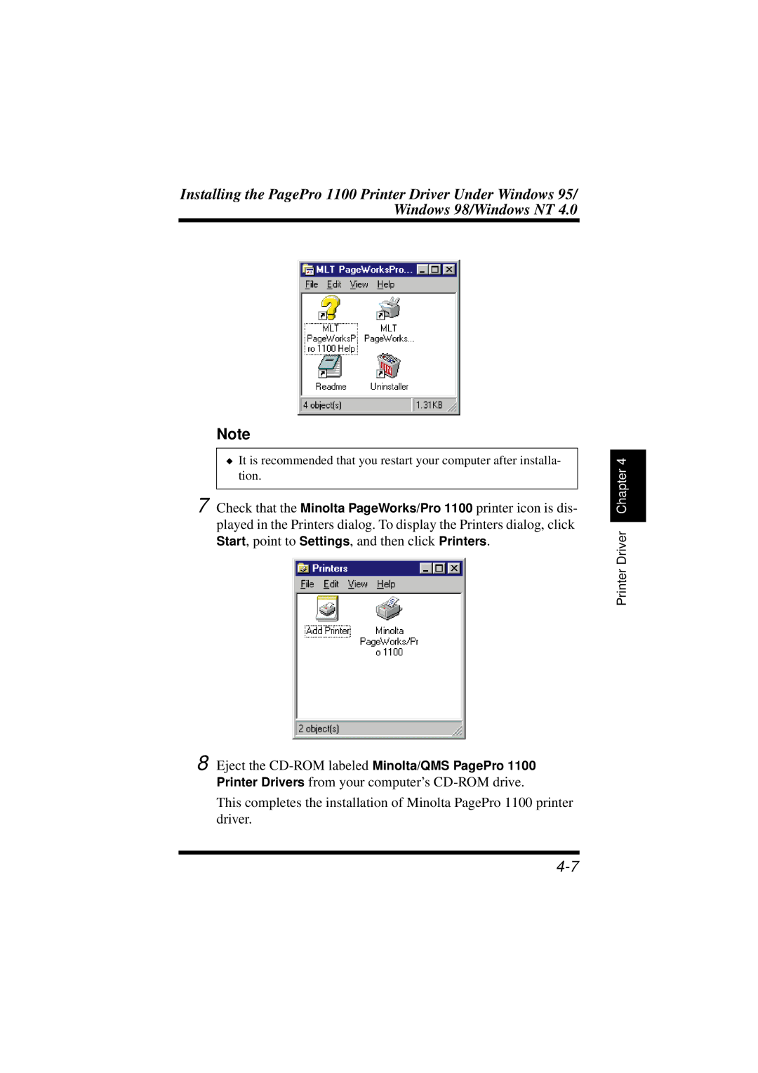 NEC 1100 user manual Printer Driver Chapter 