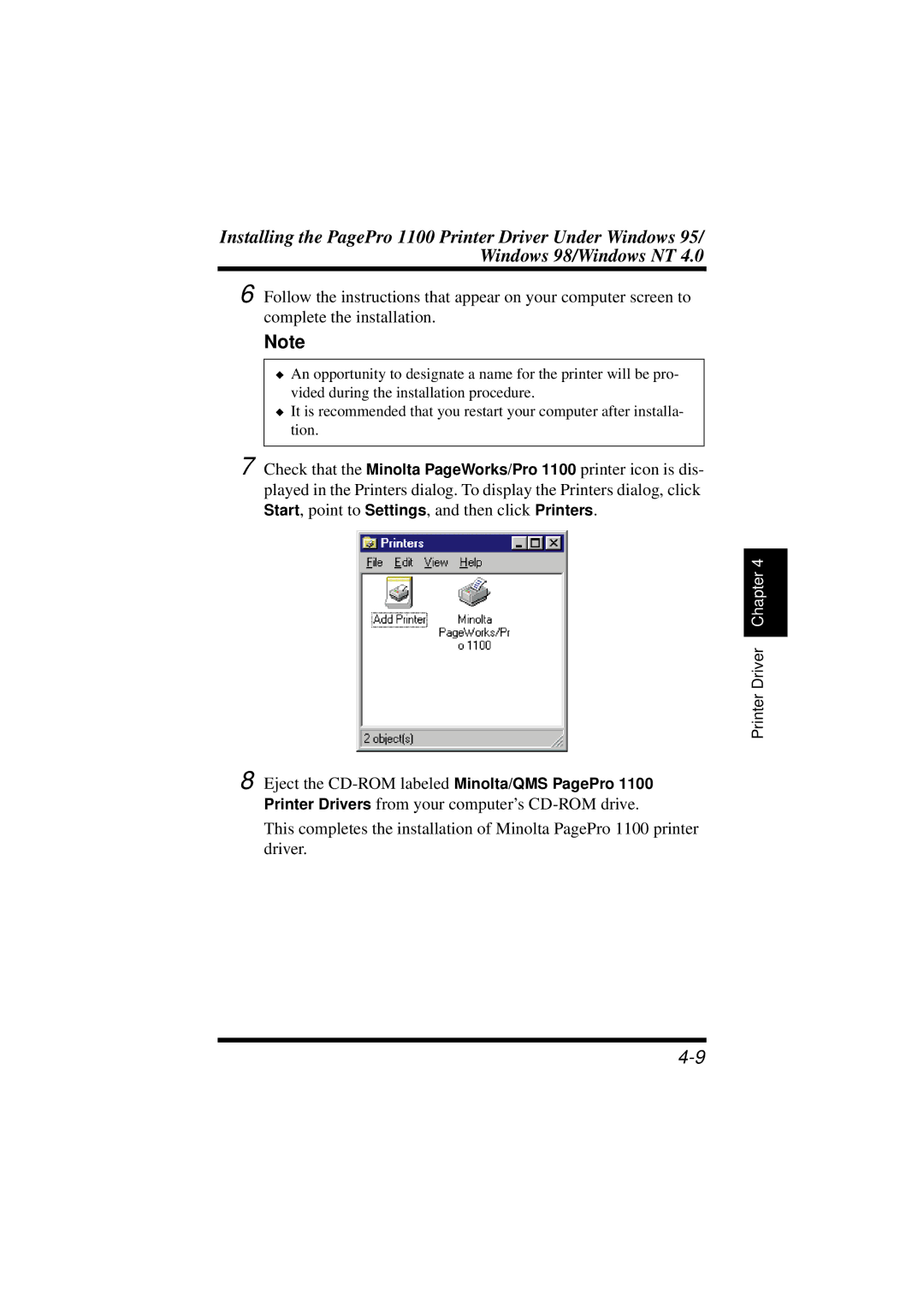 NEC 1100 user manual Printer Driver Chapter 