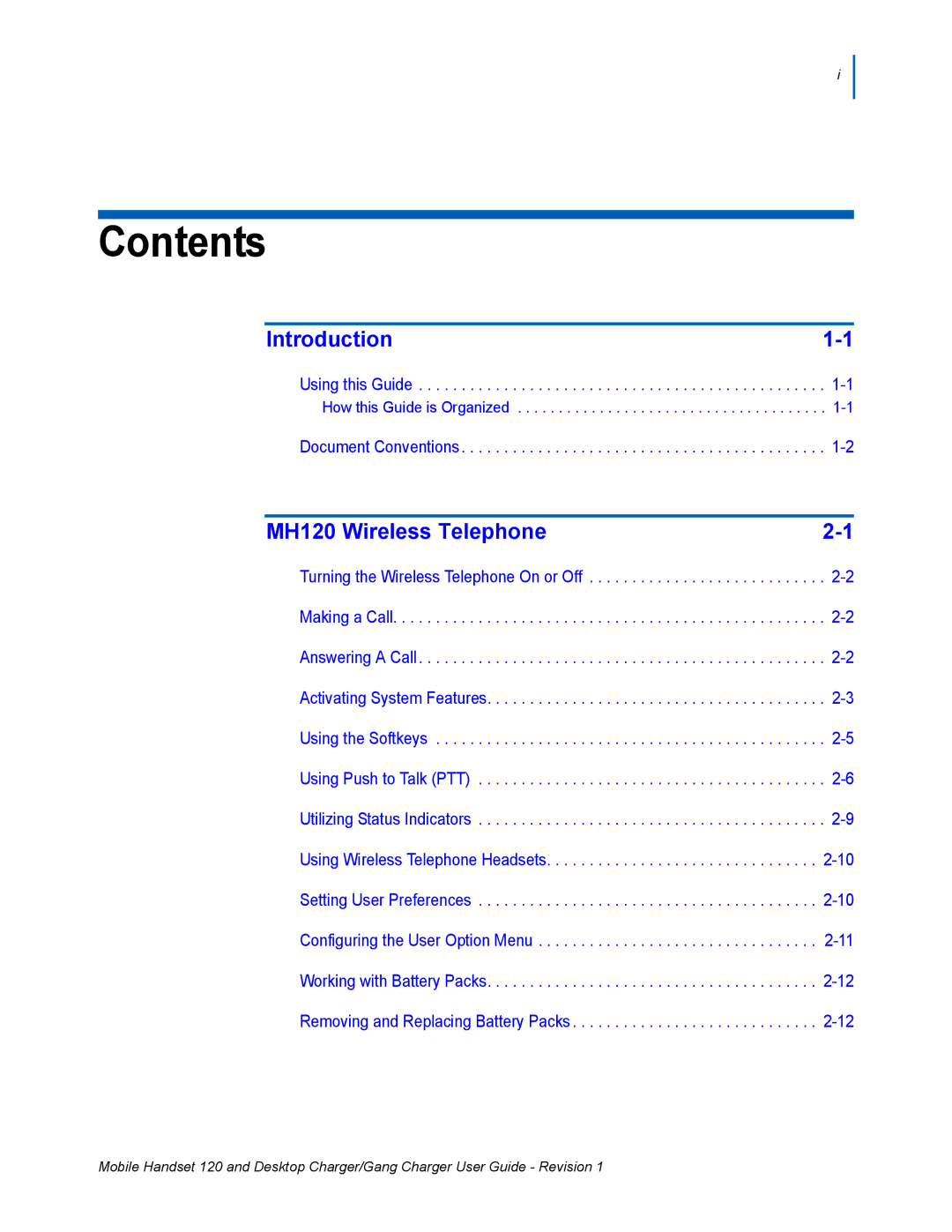 NEC 120 manual Contents 