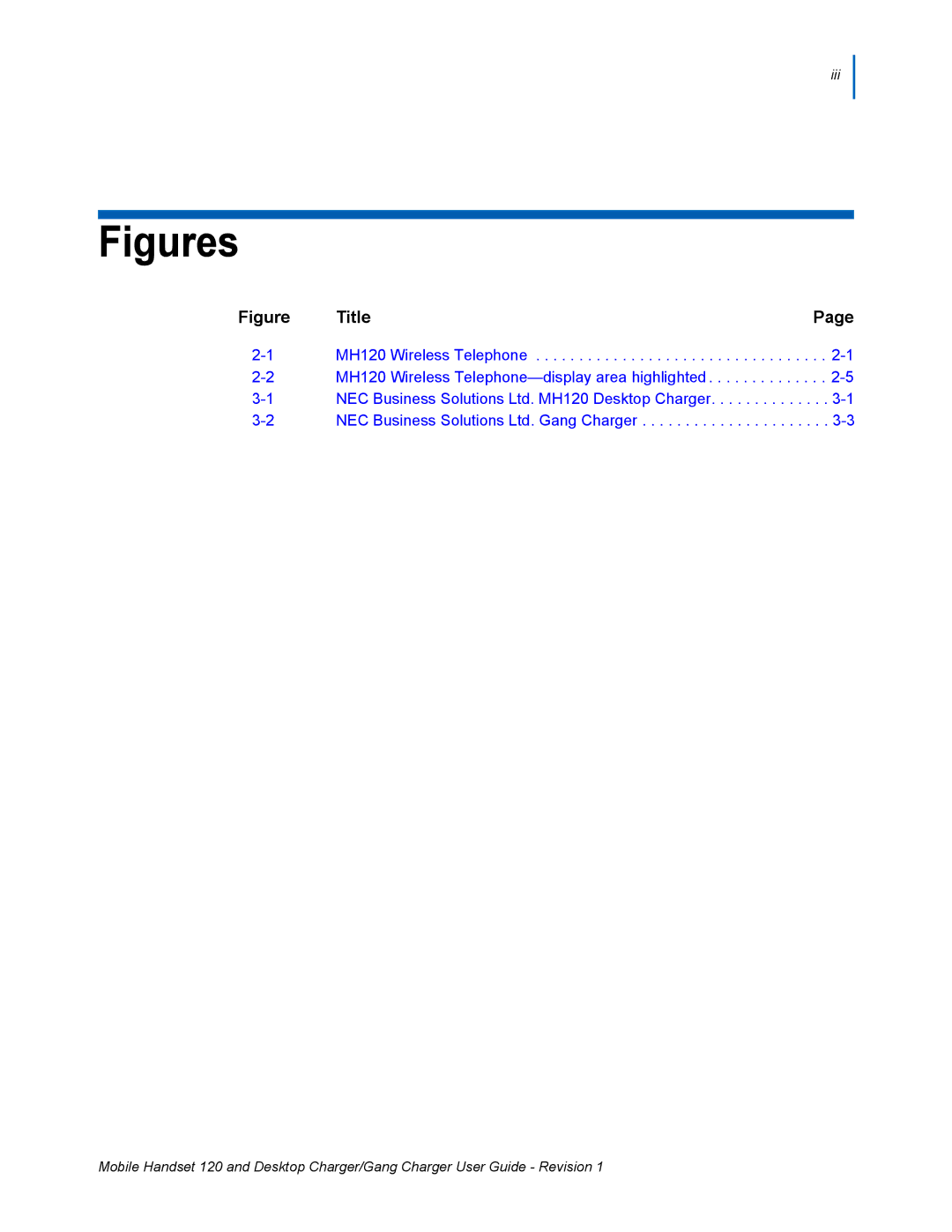 NEC 120 manual Figures 