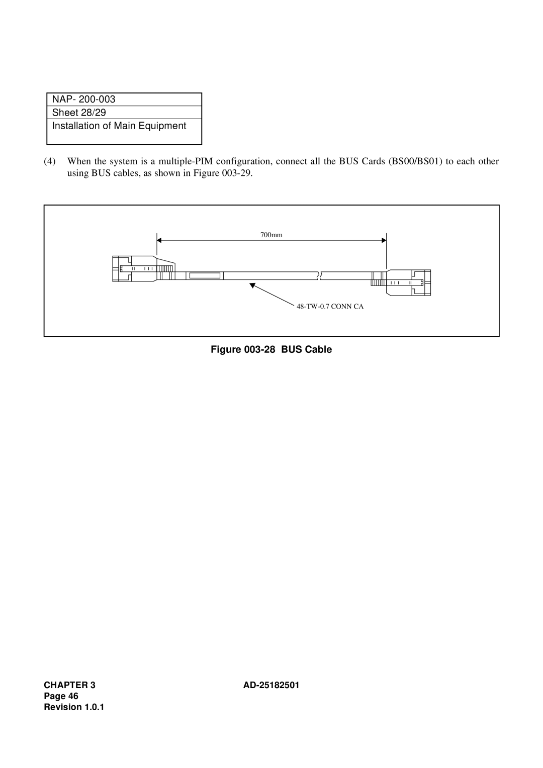 NEC 120 manual NAP Sheet 28/29 Installation of Main Equipment, BUS Cable 