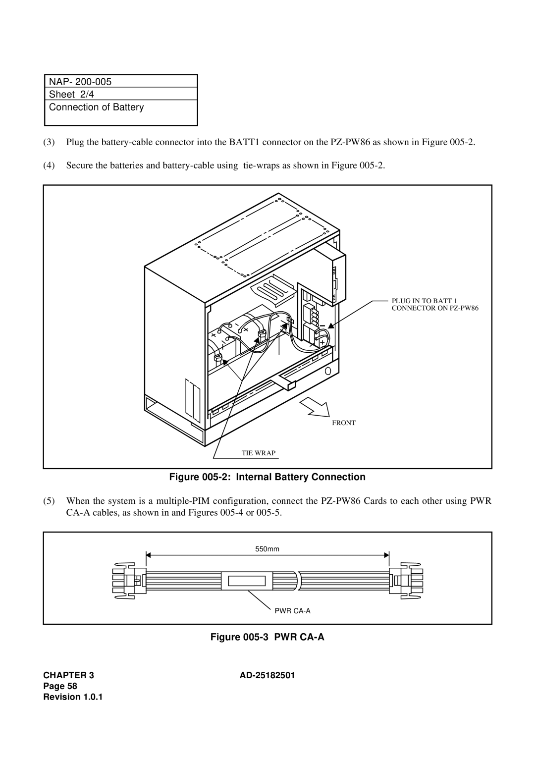 NEC 120 manual NAP Sheet 2/4 Connection of Battery, Pwr Ca-A 