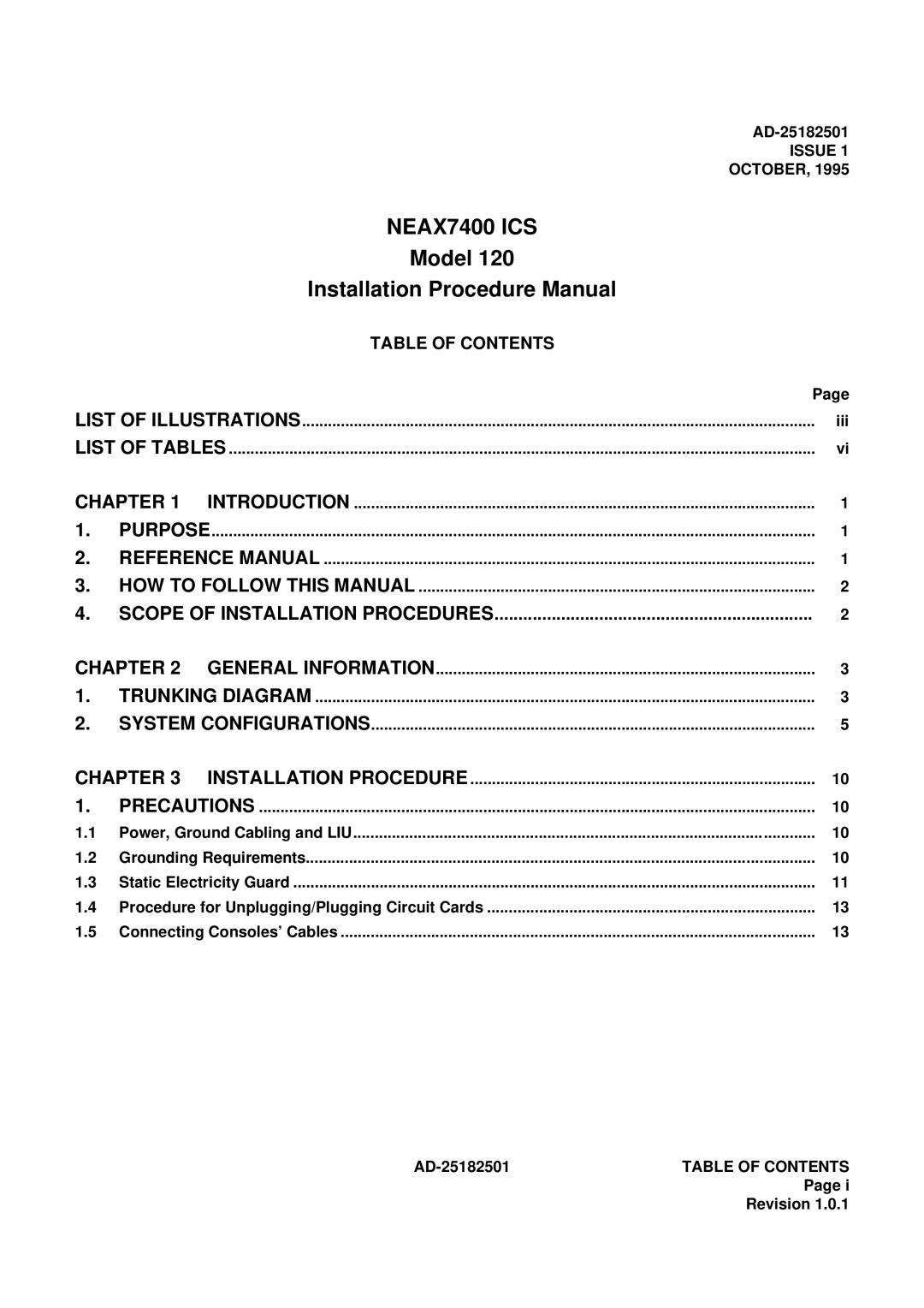 NEC 120 manual NEAX7400 ICS, Table of Contents 