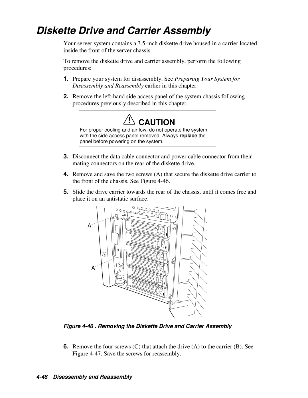 NEC 120Lg manual Removing the Diskette Drive and Carrier Assembly 