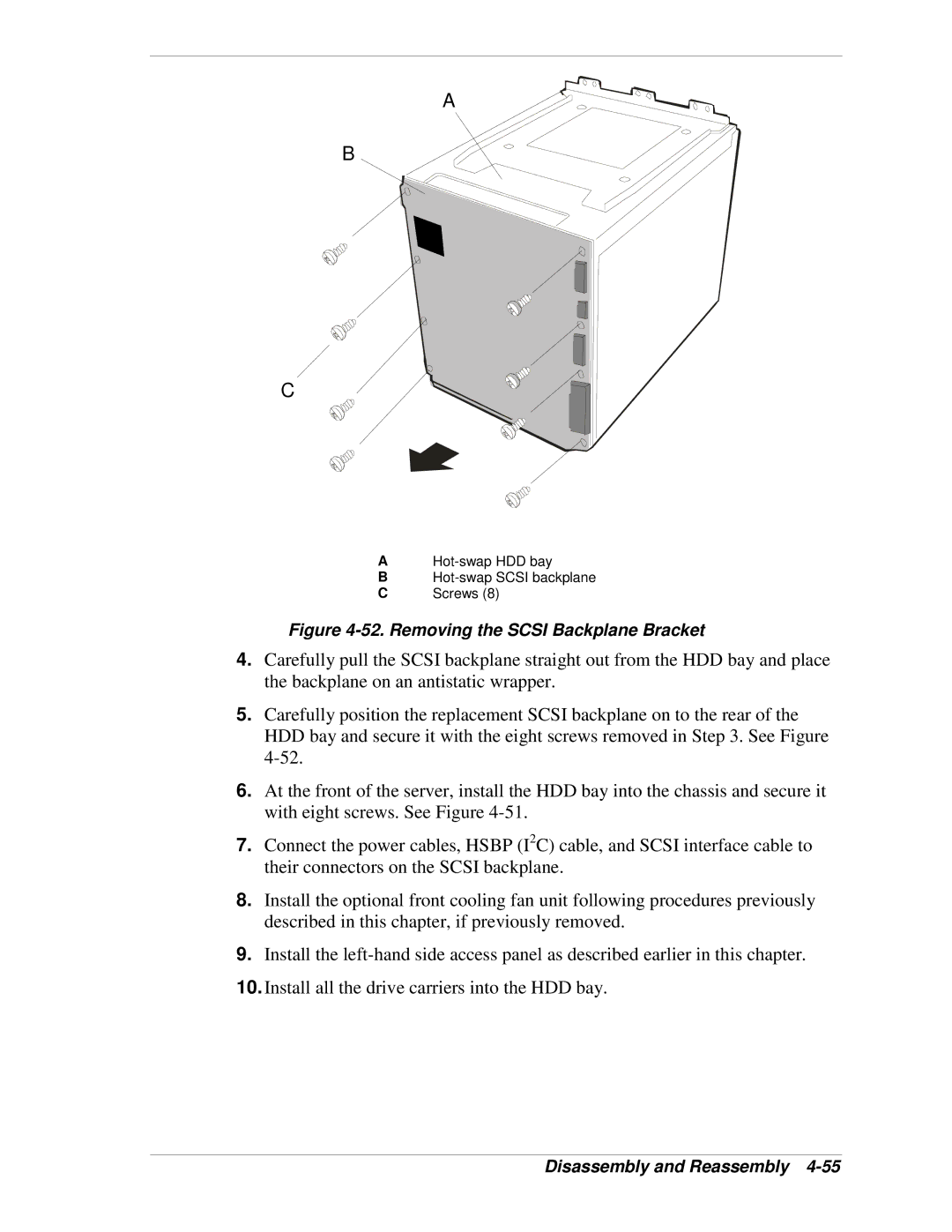 NEC 120Lg manual Removing the Scsi Backplane Bracket 