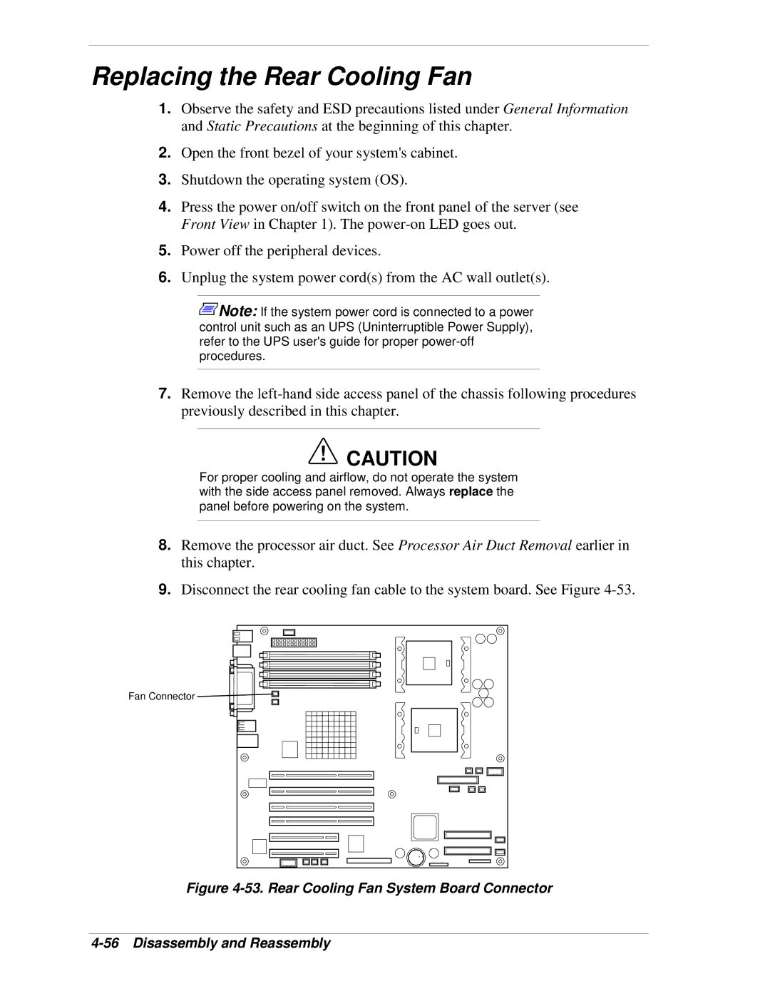 NEC 120Lg manual Replacing the Rear Cooling Fan 