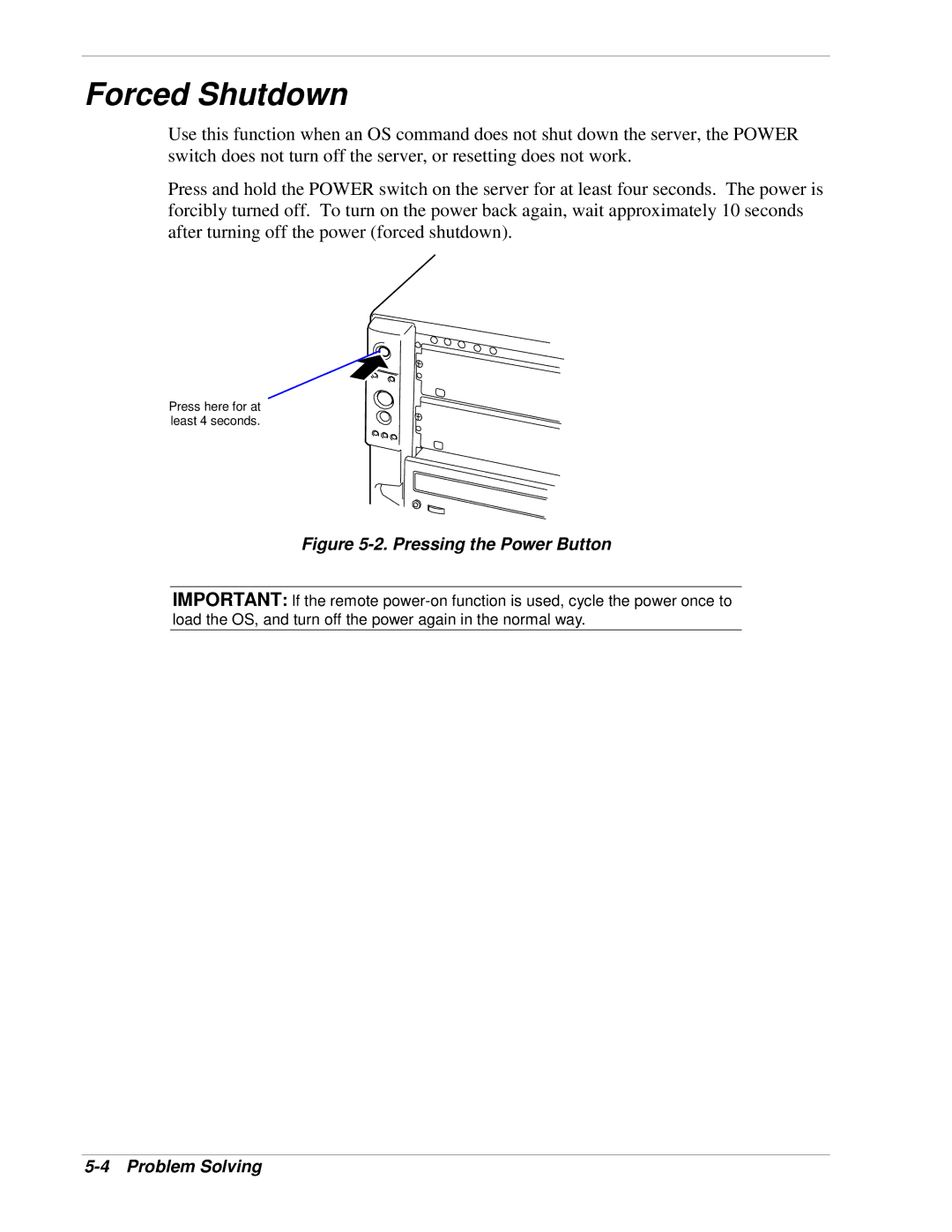 NEC 120Lg manual Forced Shutdown, Pressing the Power Button 