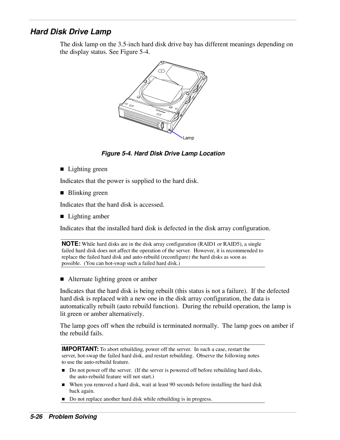 NEC 120Lg manual Hard Disk Drive Lamp Location 