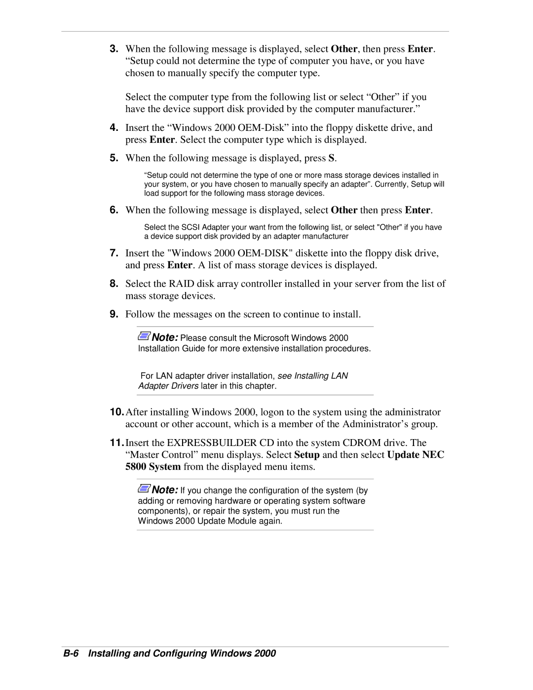 NEC 120Lg manual Installing and Configuring Windows 