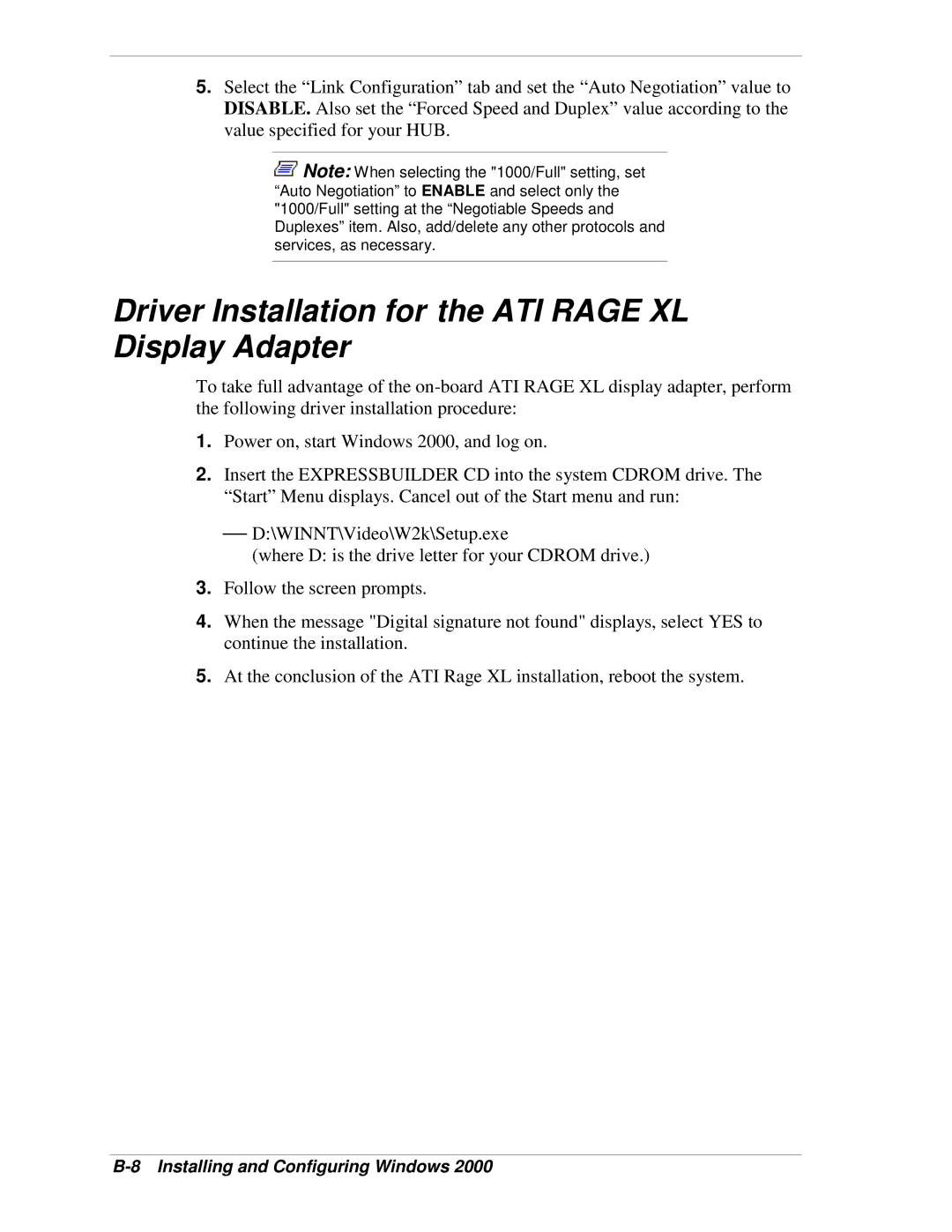 NEC 120Lg manual Driver Installation for the ATI Rage XL Display Adapter 