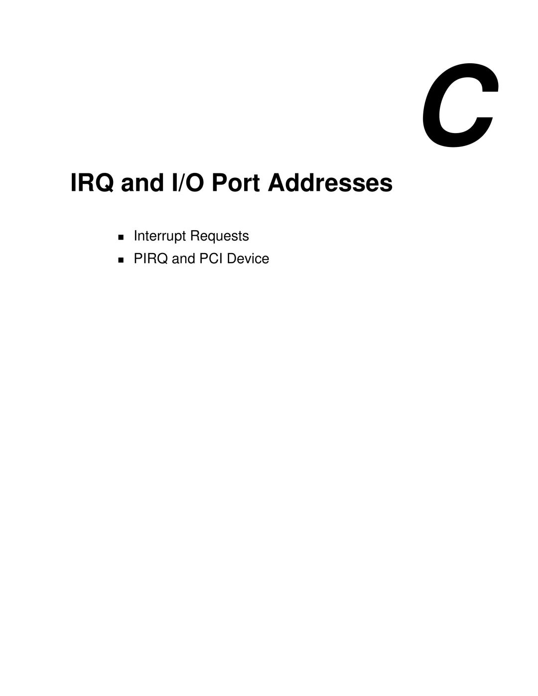 NEC 120Lg manual IRQ and I/O Port Addresses 