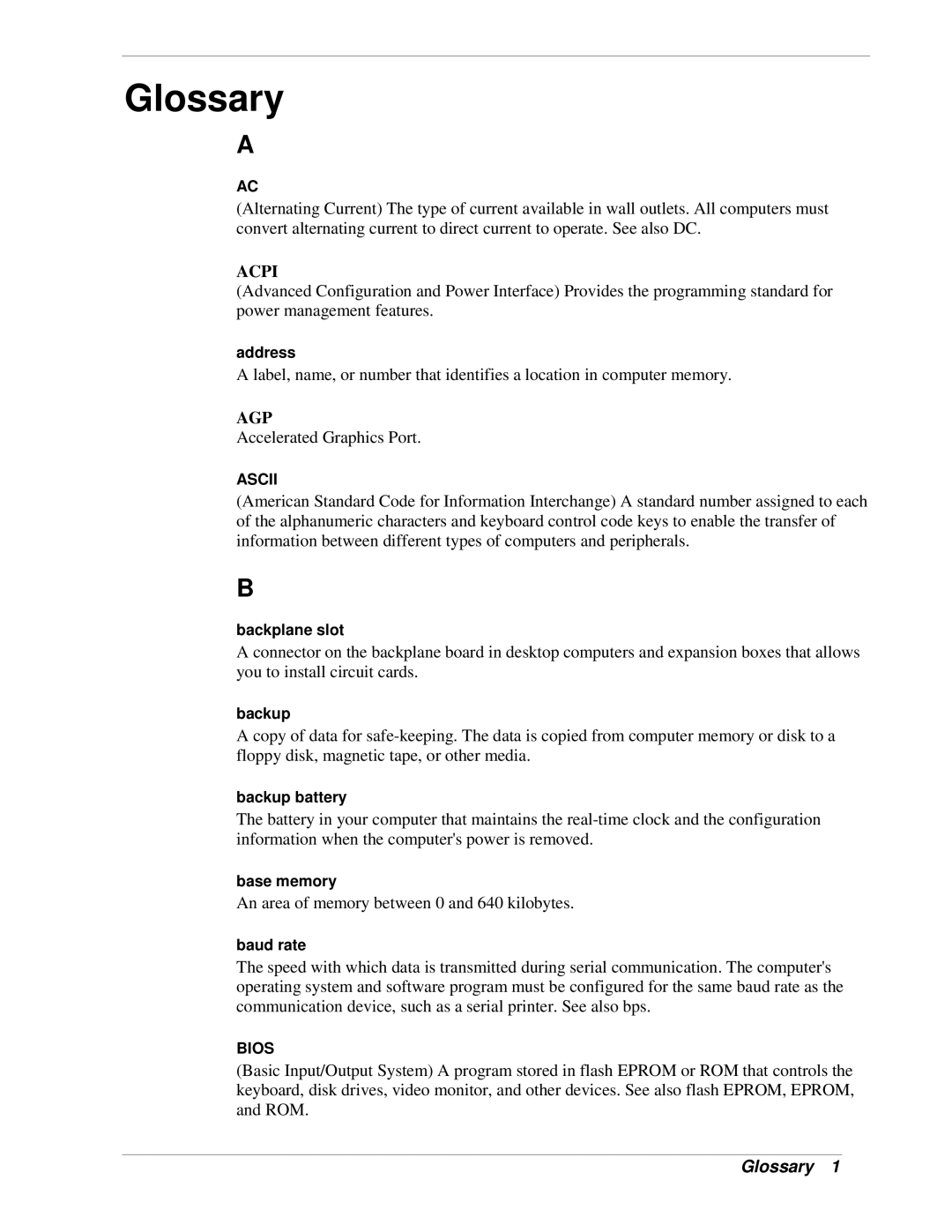 NEC 120Lg manual Glossary 