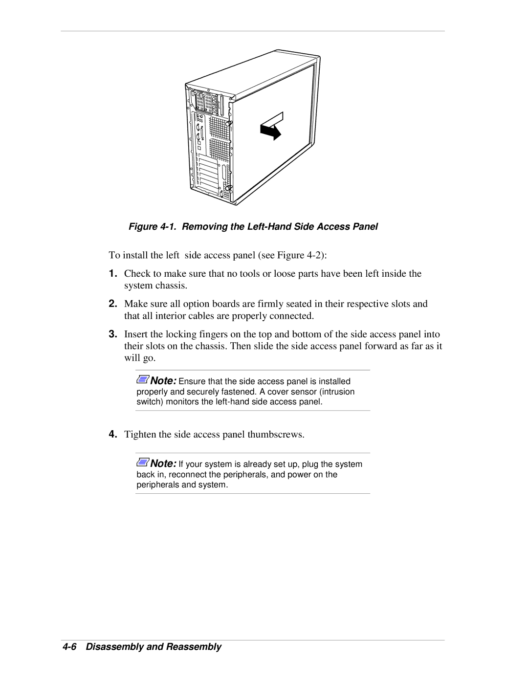 NEC 120Lg manual Removing the Left-Hand Side Access Panel 