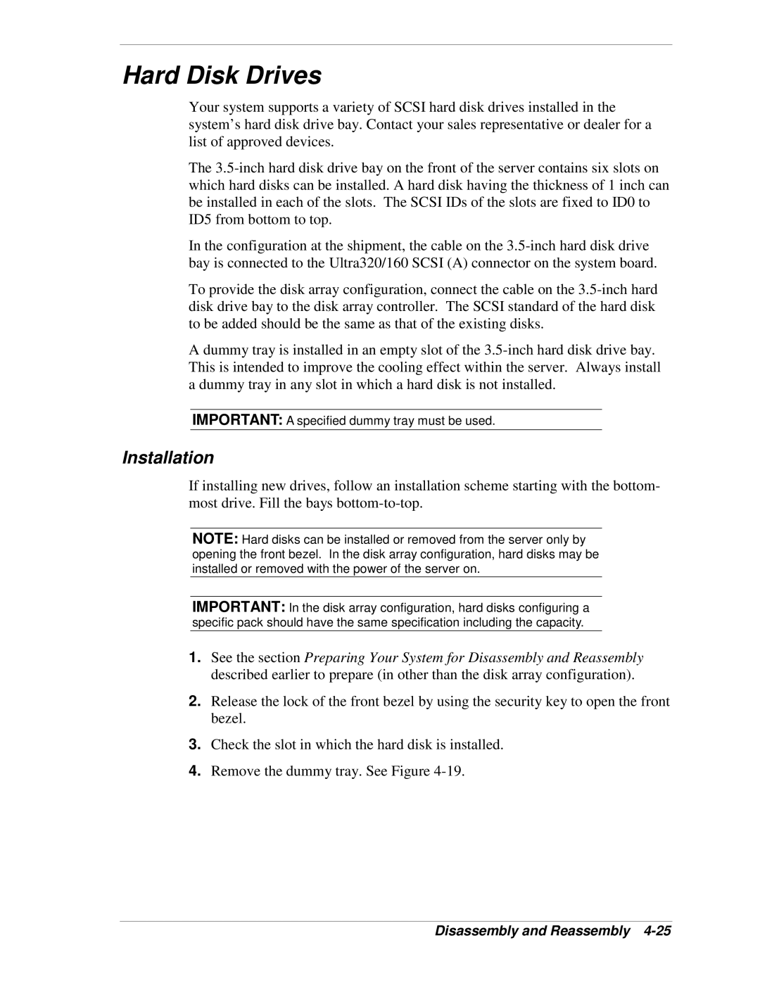 NEC 120Lg manual Hard Disk Drives, Installation 