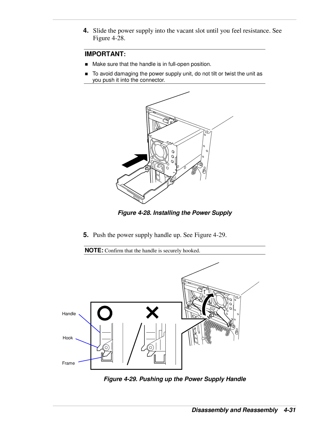 NEC 120Lg manual Push the power supply handle up. See Figure 