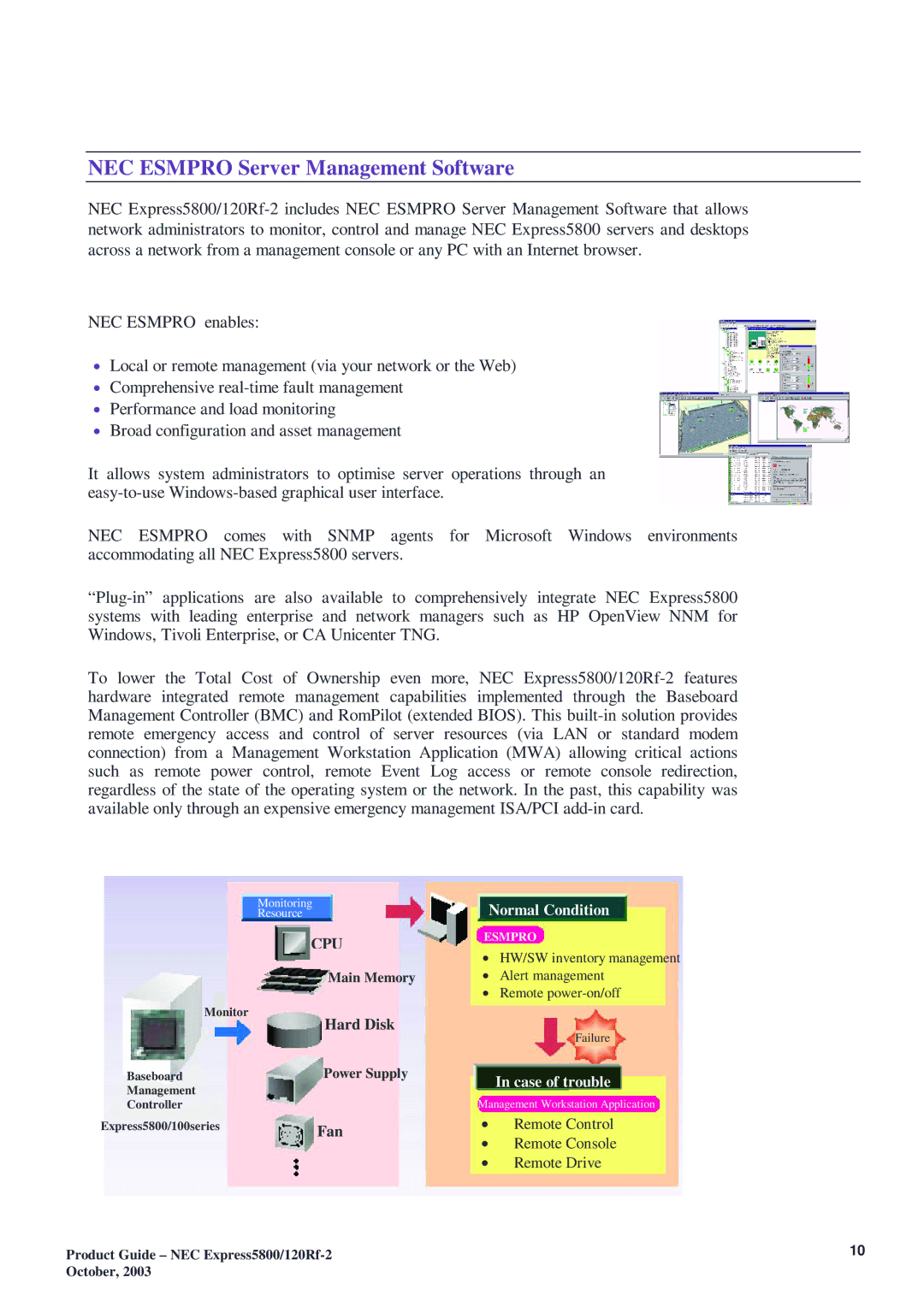 NEC 120Rf-2 manual NEC Esmpro Server Management Software, Cpu 