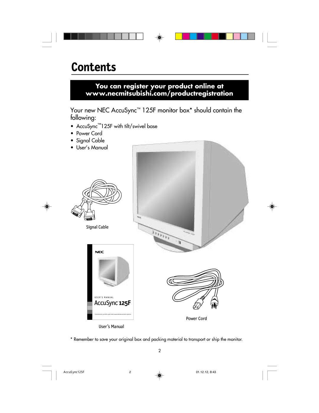 NEC 125F user manual Contents 