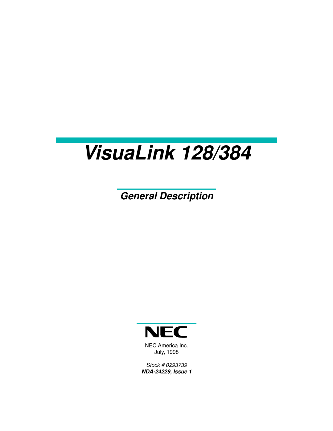 NEC manual VisuaLink 128/384, General Description, NDA-24229,Issue 