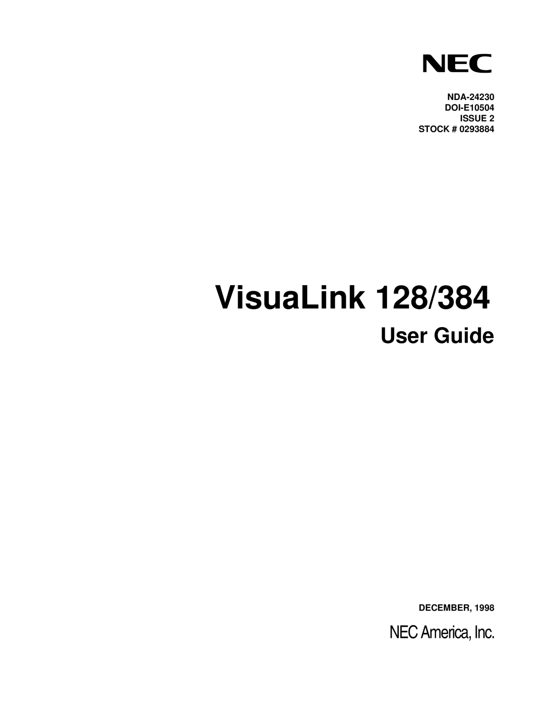 NEC manual VisuaLink 128/384 