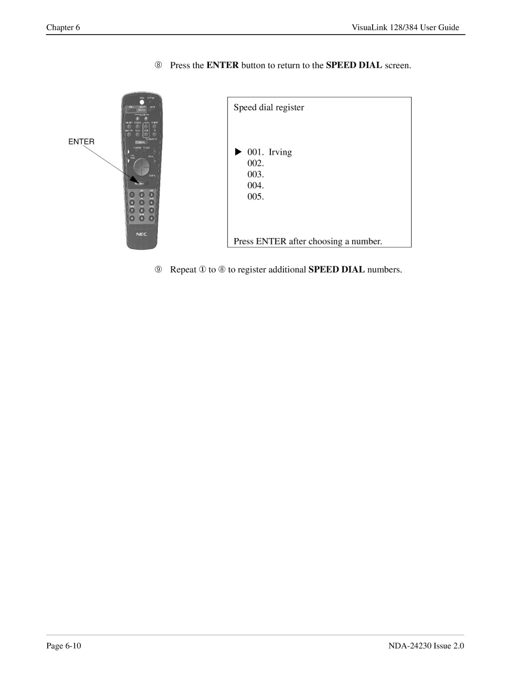 NEC manual Chapter VisuaLink 128/384 User Guide 