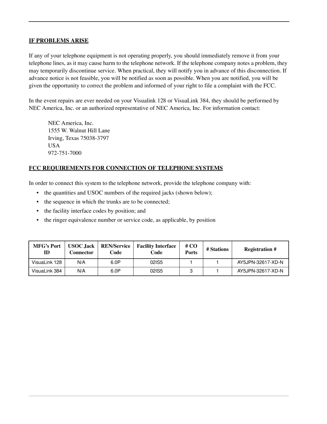 NEC 128/384 manual If Problems Arise 