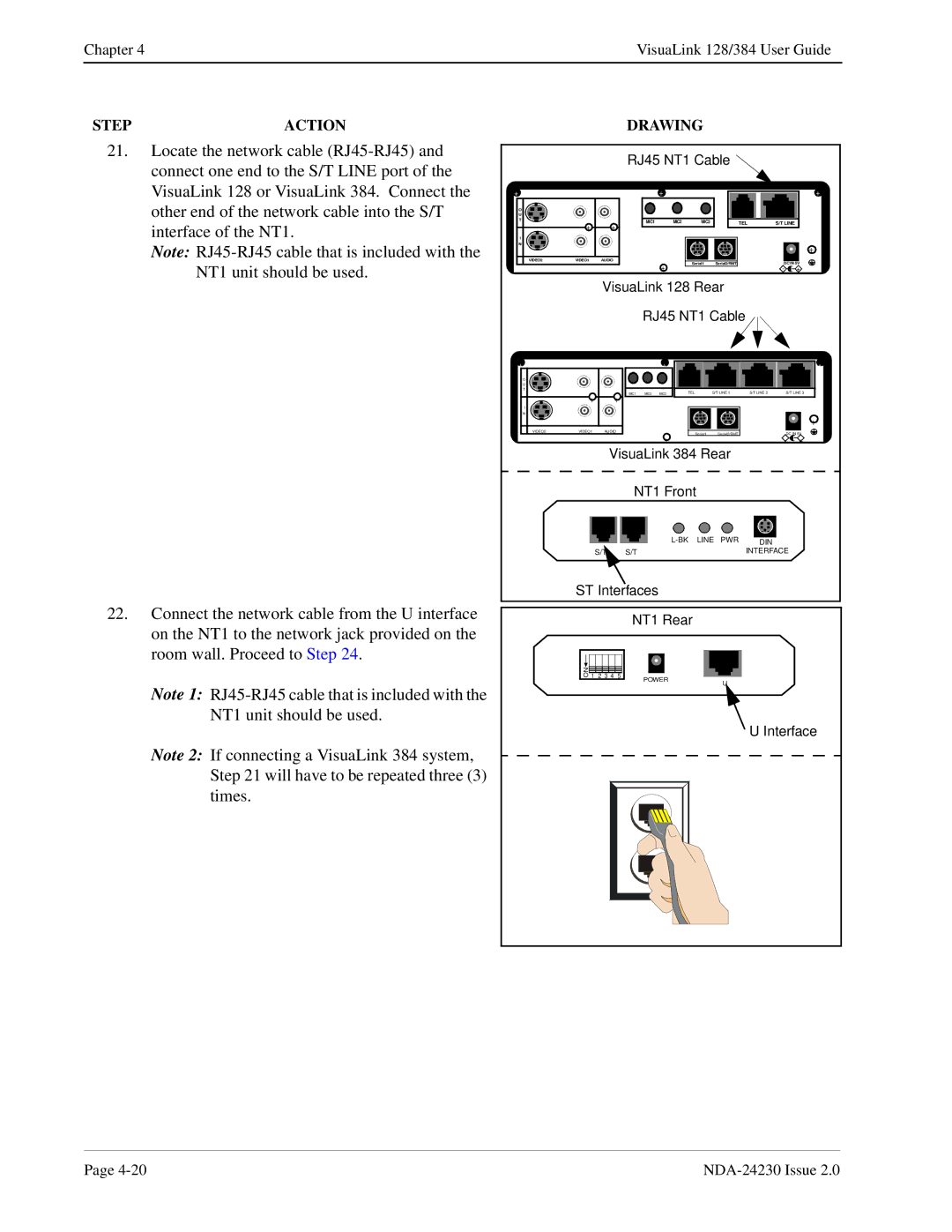 NEC 128/384 manual RJ45 NT1 Cable 