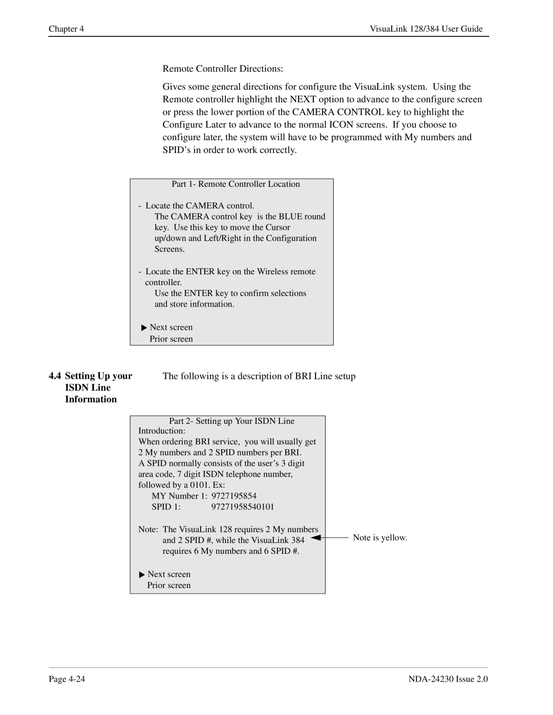 NEC 128/384 manual Isdn Line Information 