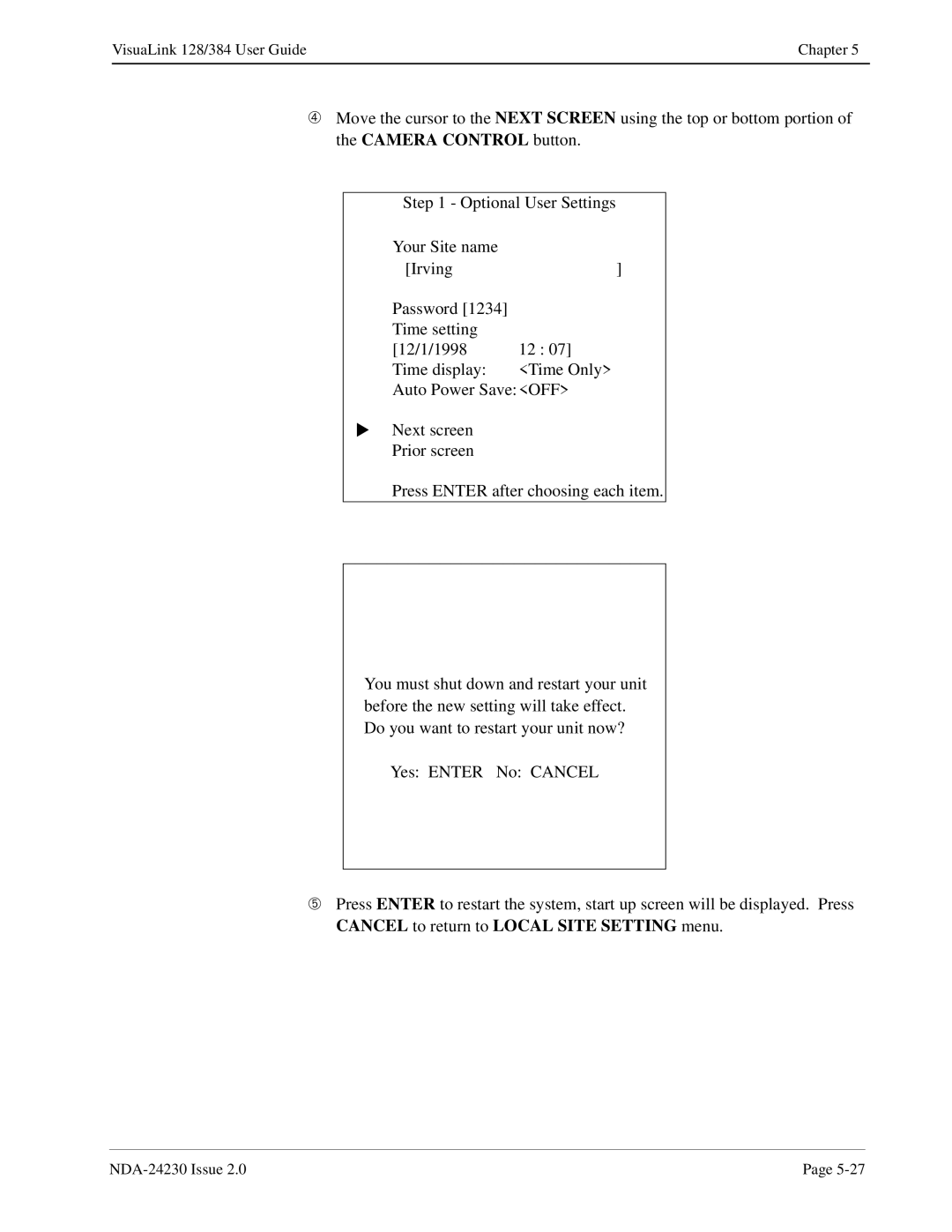 NEC manual VisuaLink 128/384 User Guide Chapter 